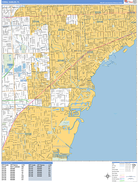 Coral Gables Wall Map